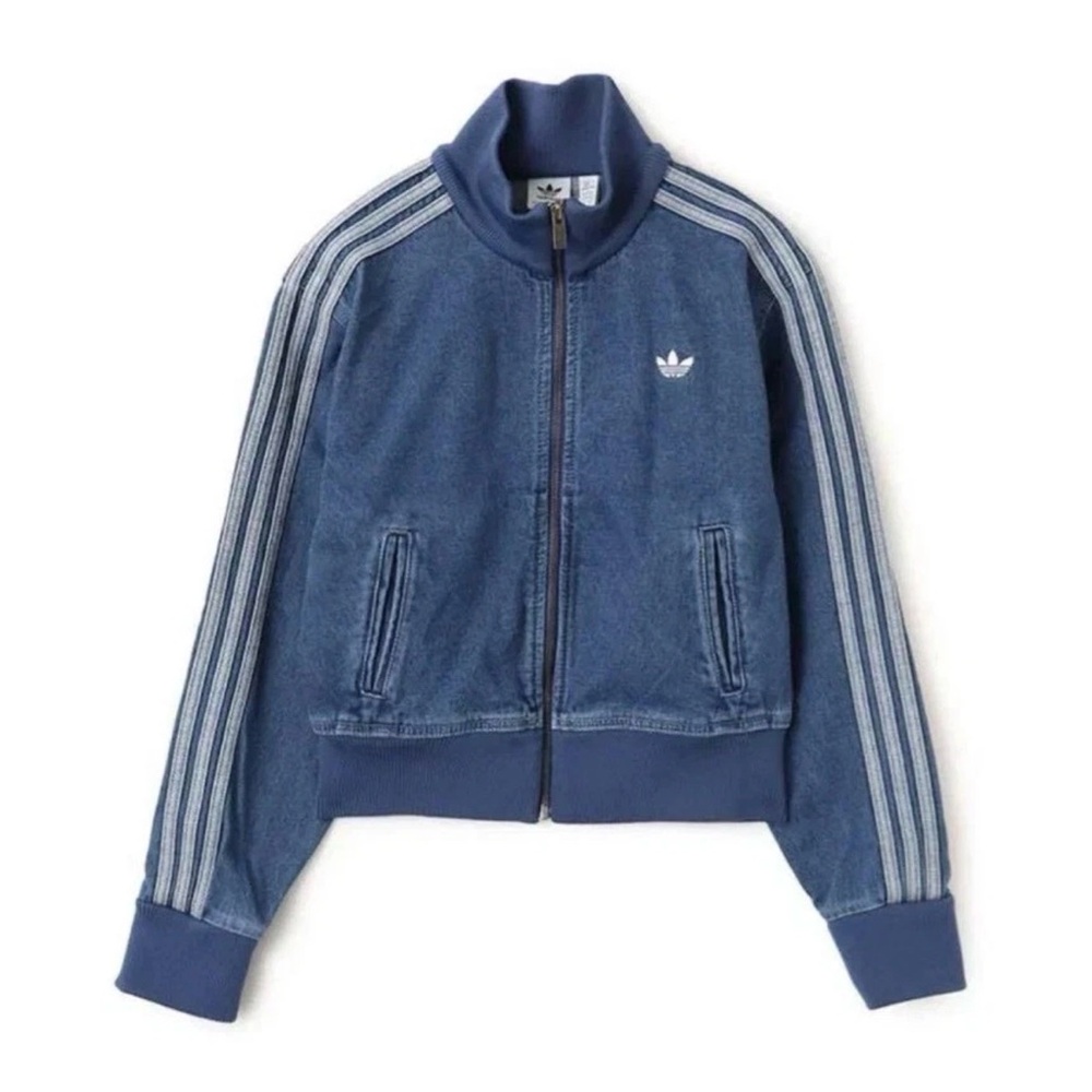 adidas Originals Adicolor Retro Blue Track Indigo Denim Jacket Women Sz XL